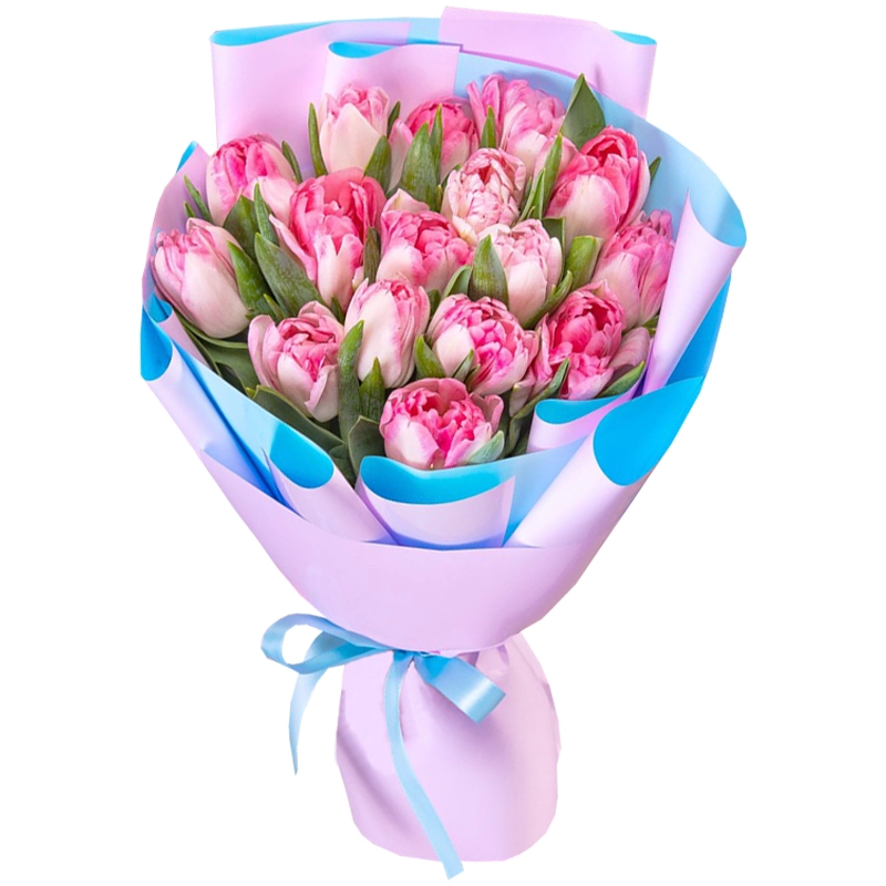 15 розовых тюльпанов